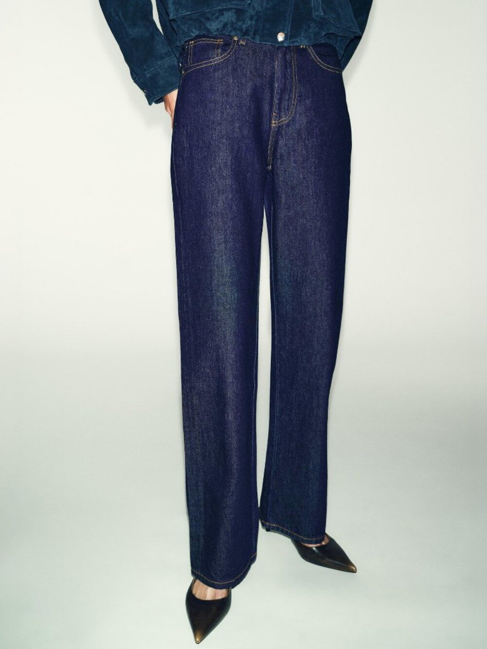 Zara Dark Wash High Rise Straight Leg Jeans Nwt New Size 8